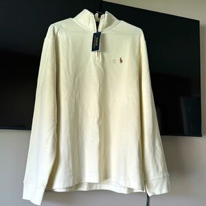 Polo Ralph Lauren
Men's Estate-Rib Cotton Quarter-Zip
Pullover, Cream, size L